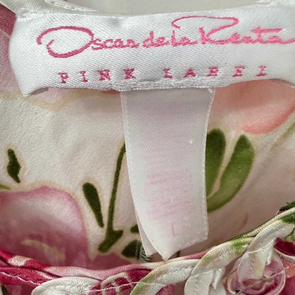Oscar de la Renta Nightgown Large Floral Satin Pink Label Sleeveless - Picture 5 of 6